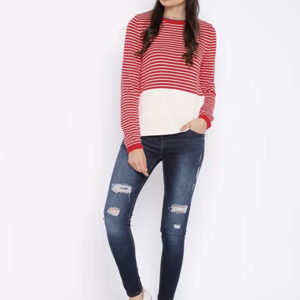 Superdry Women's Red & White Striped Sweater - Picture 2 of 6